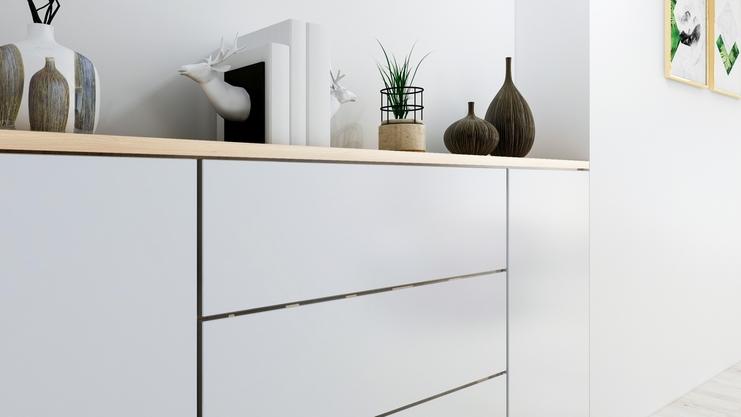 Graue Kommode planen Graue Kommode im Hausflur