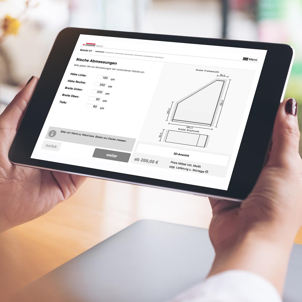 Tischler Möbelplaner auf dem IPad - Individuelle Maße