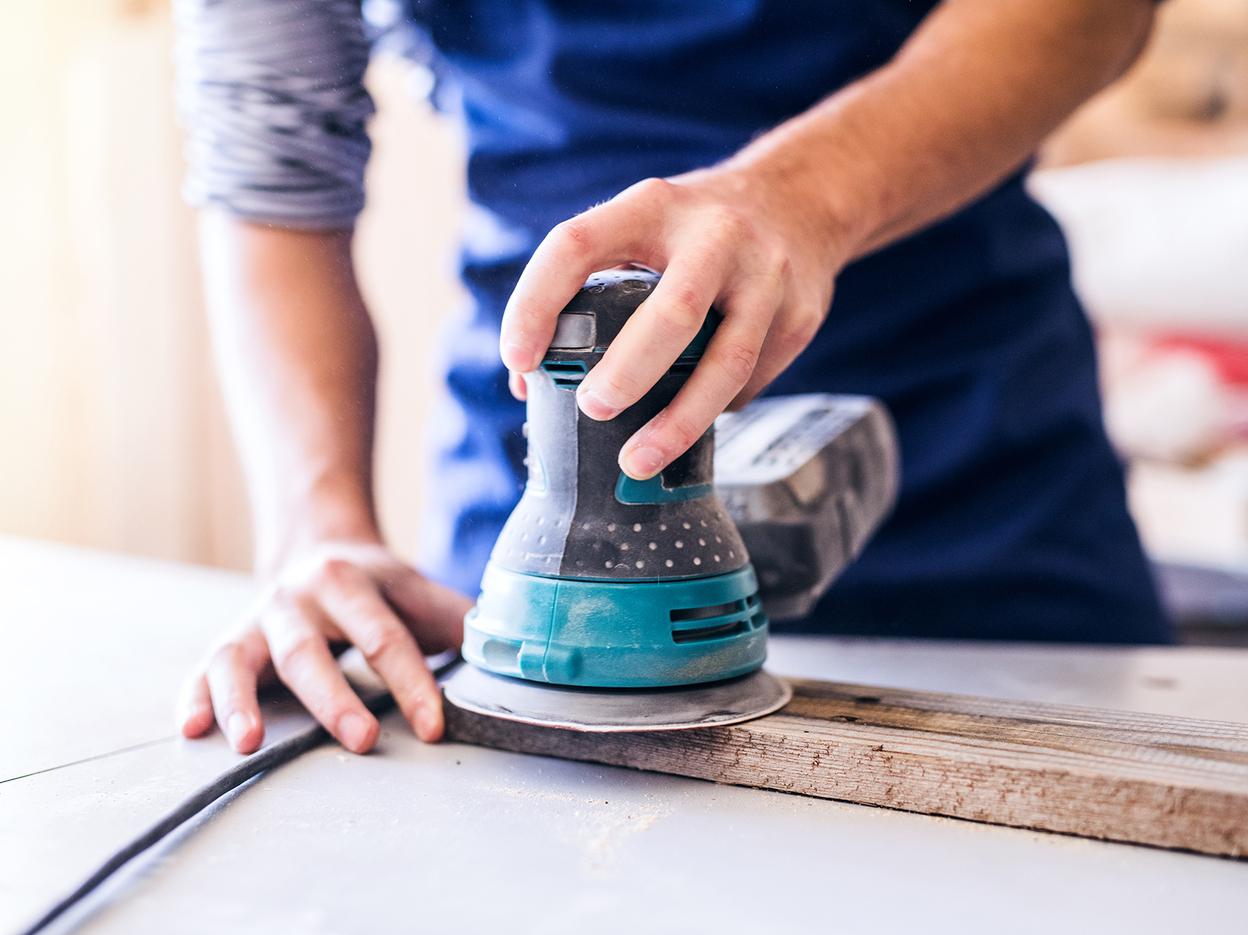 Exzenterschleifer Nahaufnahme Exzenterschleifer Nahaufnahme